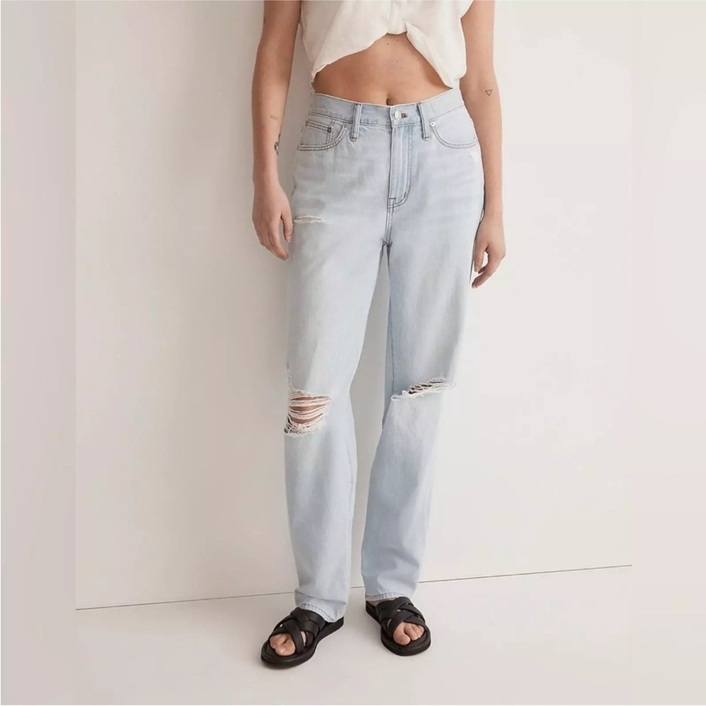 Madewell jeans slouchy boyfriend high rise distressed loose leg cotton NJ212 25